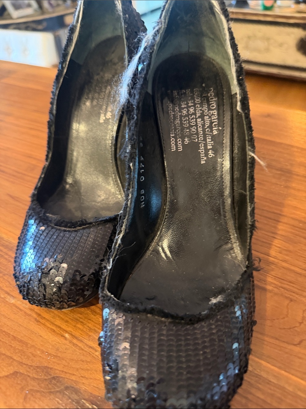 Pedro Garcia Black Sequin Round-Toe Pumps